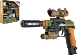 Pistola di plastica con luce e suono a batterie con accessori