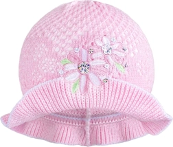 Cappellino lavorato a maglia New Baby rosa-bianco