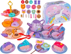 Set da tè per bambini Magic Unicorn in valigetta, 48 pezzi