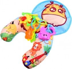 Cuscino stabilizzatore per neonati con sonagli e tappetino frusciante – giraffa