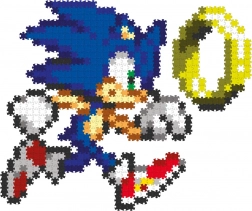 Jixelz Remix puzzle pixel art in plastica Sonic e anello dorato