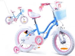 Bicicletta per bambini RoyalBaby Star Girl 14 pollici con cestino e rotelle laterali – Blu