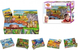 Cubi puzzle in legno EICHHORN, 12 cubi, 6 motivi