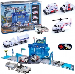 Woopie set tematico stazione di polizia in aeroporto con auto e elicottero, 37 pezzi