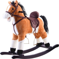 Grande cavallo a dondolo beige con suoni, bocca e coda mobili
