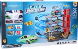 Stazione di parcheggio con 6 auto in metallo 55x40x44 cm