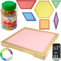 Pannello LED luminoso Masterkidz con telecomando e blocchi Montessori 140 pezzi.