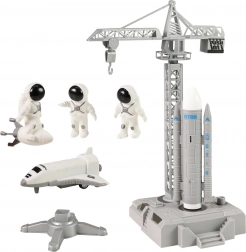 Set spaziale con gru e piattaforma di lancio