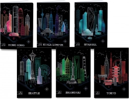 Quaderno scolastico A4 Premium Metallic con motivo di città