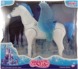 Cavallo Blu Con Ali In Movimento