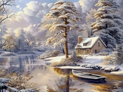 Pittura diamantata chalet invernale