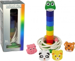Piramide educativa in legno e anelli con animaletti
