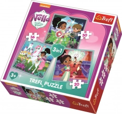 Trefl puzzle Nella, la principessa cavaliere – set 3in1 (20, 36, 50 pezzi)