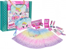 Set per trucco per bambine con tutù arcobaleno e borsetta unicorno (22 pezzi)