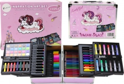 Set artistico in valigetta espandibile con unicorno 133 pezzi