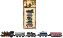 Trenino con vagoni, 5 pz, metallo/plastica, 8 cm, a retrocarica
