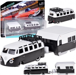 Modello in metallo Maisto VOLKSWAGEN Van Samba con caravan 1:64
