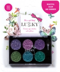 Ombretti cremosi Lukky con glitter e pennello, 6 colori