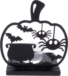 Portacandela Halloween in metallo nero