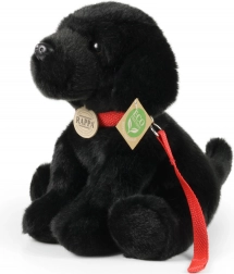 Rappa labrador di peluche nero con guinzaglio 28 cm eco‑friendly