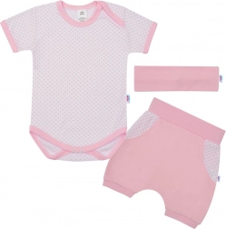 Set estivo in cotone 3 pezzi NEW BABY Perfect Summer, rosa chiaro, taglia 92