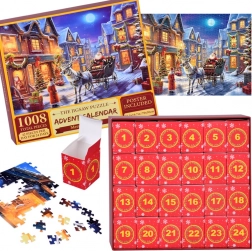 Calendario dell’Avvento puzzle – Babbo Natale sulla slitta in stile vintage