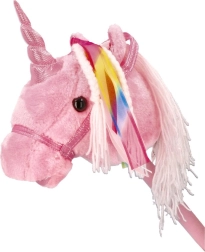 Unicorno da equitazione su bastone Rosa