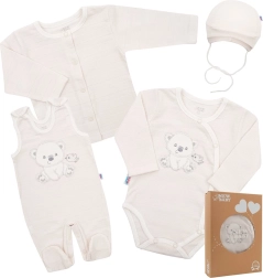 Set neonatale New Baby Sweet Bear, beige, 4 pezzi, taglia 62