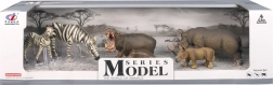 Set di figurine mondo animale – zebre, ippopotami e rinoceronti