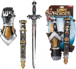 Set da cavaliere con spada di plastica, fodero e protezioni