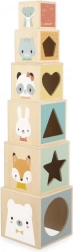 torre impilabile in legno con cubi e animaletti JANOD