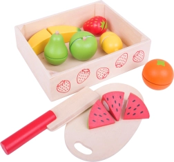 BIGJIGS TOYS set di frutta in legno da tagliare in scatola