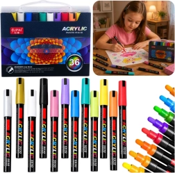 Set di pennarelli acrilici impermeabili in valigetta, 36 pz