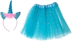Costume di carnevale unicorno – set per bambini con cerchietto e gonnellina in tulle – Blu