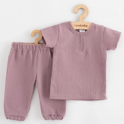 Set in mussola per neonati maglietta e pantaloni New Baby, lavanda, taglia 74 (6–9 mesi)