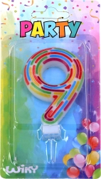 Candela per torta party numero 9 – righe