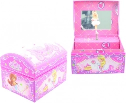 Scatola portagioie musicale rosa con ballerina e specchietto