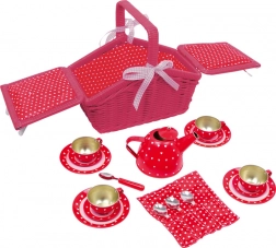Cestino da picnic per bambini con set da tè Dots and Hearts