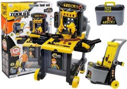 Banco da lavoro per bambini 3 in 1 con carrello e valigetta degli attrezzi