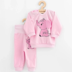 Set per neonato: maglietta e pantaloni New Baby Happy Elephant rosa 56 (0–3 mesi)