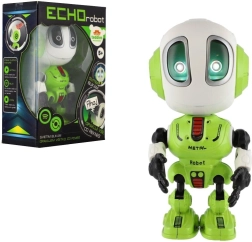 robot echo verde 12 cm con suono e luce a batterie