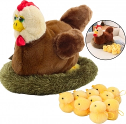 Gallina di peluche con pulcini e nido