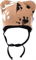 cappellino neonato in cotone con orecchiette New Baby Paw senape