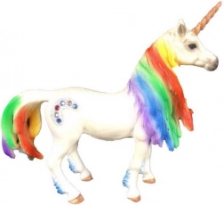 Figura di unicorno con criniera arcobaleno