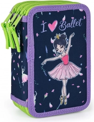 Astuccio scolastico a tre scomparti ballerina senza contenuto