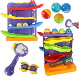 Pista interattiva a biglie 3 in 1 con martelletto, pinguino e macchinina