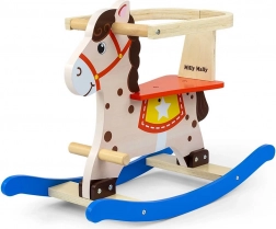Cavalluccio a dondolo in legno con schienale MILLY MALLY Lucky, blu‑rosso