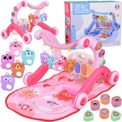 tappeto gioco educativo 3 in 1 con girello, pianoforte e giochi sospesi