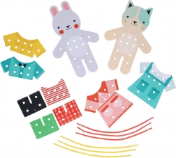 Lavorazione a maglia abiti con motivi di gatto e coniglio