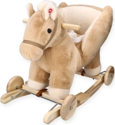Cavallo a dondolo Pegas beige con sedile e ruote